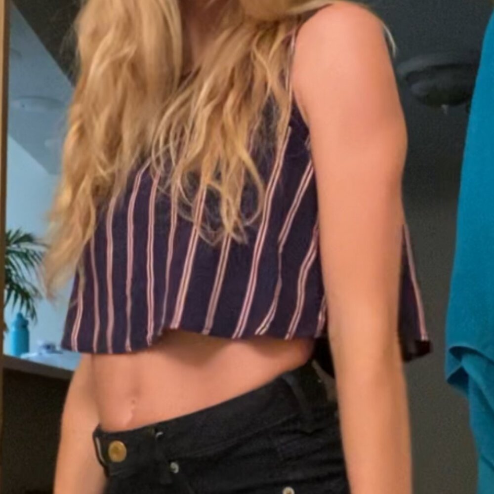Forever 21 Navy and Red Striped Top